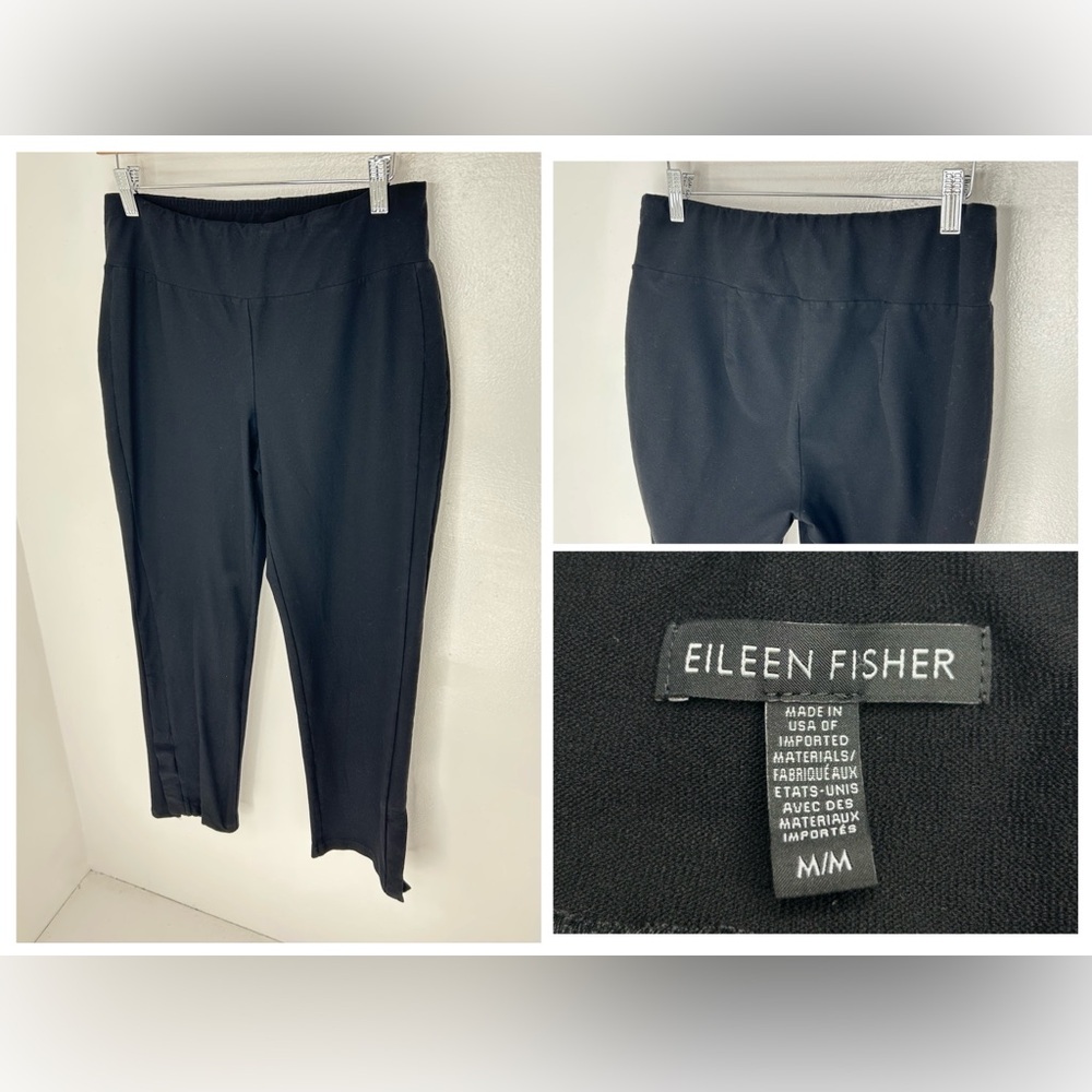 Eileen‎ Fisher Black Viscose Knit Pull-On Pants Size Medium Minimalist Lagenlook